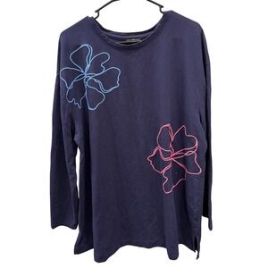 Lane Bryant Navy Blue Floral Embroidered Sweatshirt Womens Plus Size 18/20